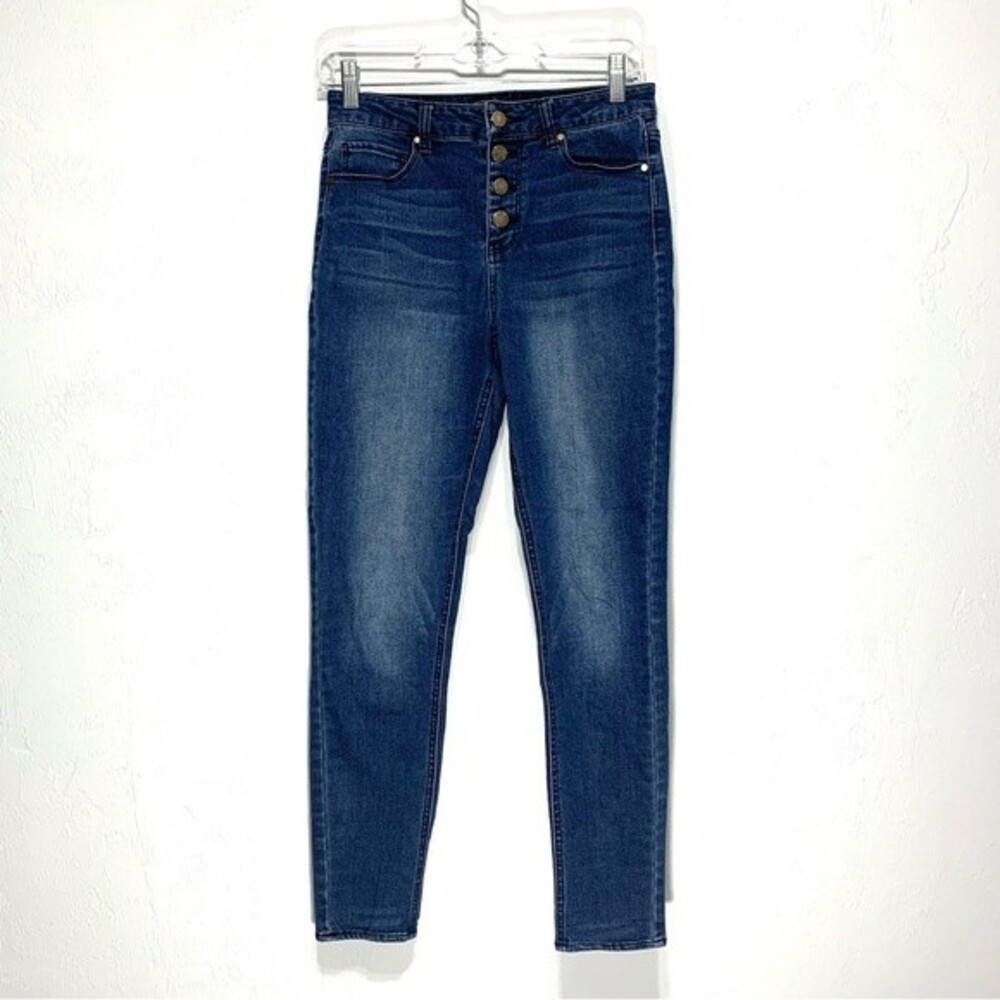 Harper Medium Dark Blue Skinny Jeans High Rise Button Fly size 27